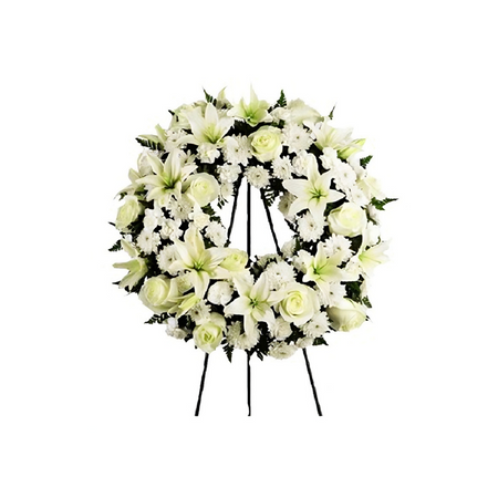 Corona de rosas blancas